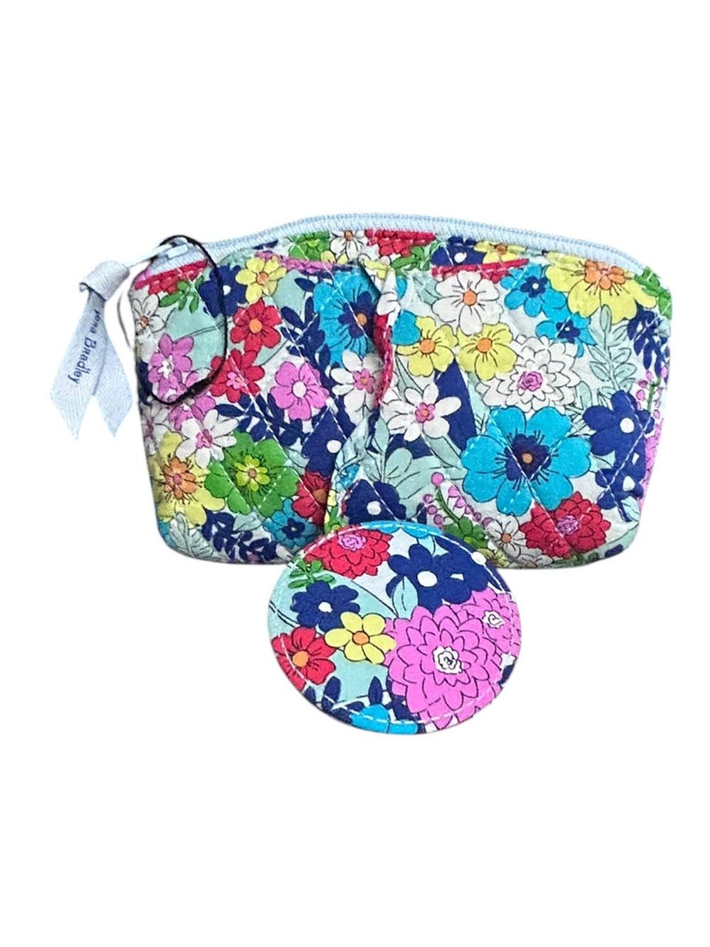 NWOT Vera Bradley Floral Cosmetic Makeup Bag w Mirror Travel Pouch